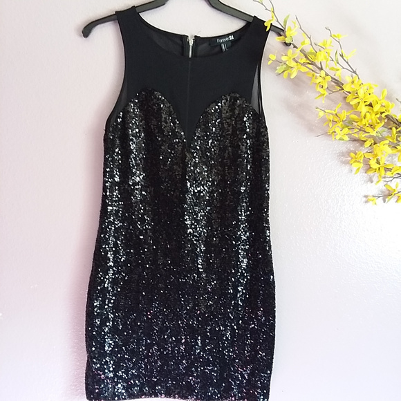 Forever 21 Dresses & Skirts - Forever 21 black sequin bodycon mesh dress